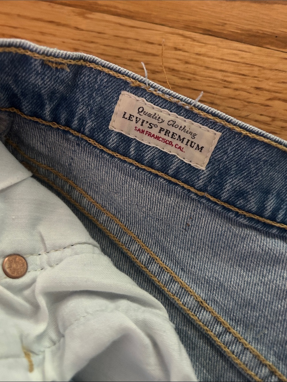 Levi's Light Blue Distressed High-Rise Denim Shorts - Picture 5 of 6
